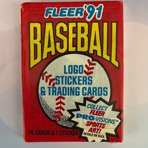 Unopened pack of 91 Fleer baseball cards